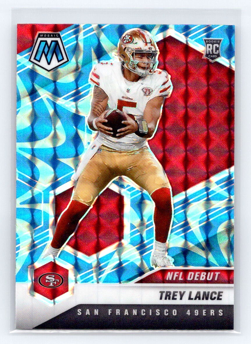 2021 Panini Mosaic #244 Trey Lance Prizm Reactive Blue RC San Francisco 49ers