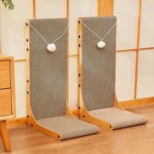 2 Pack 23.6 Inch L-Shaped Cardboard Cat Scratcher Dual Use Scratch Pad with Toy