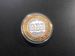 Golden Nugget Limited Edition 10 Dollars .999 Silver Token Las Vegas Nevada