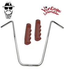 Original Lowrider 24" 22.2 D Handlebar Chrome 120mm Grips Solid/Brown