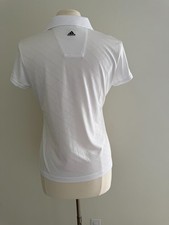 adidas Damska koszulka golfowa Biała Krótki rękaw Guzik Polo Argyle Wzór Medium