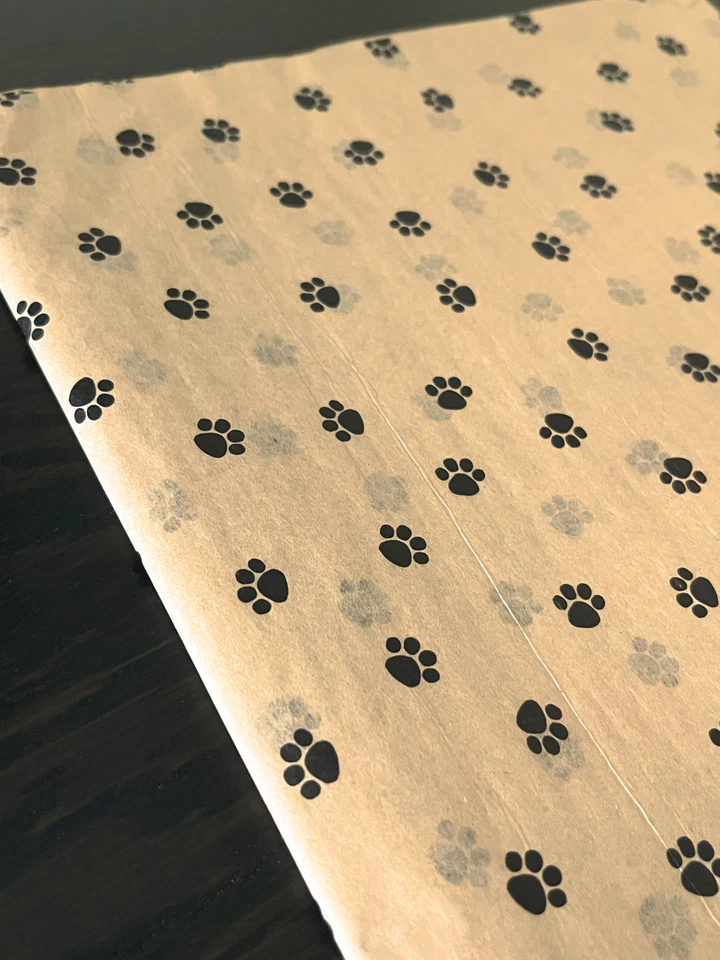 Hoja de papel de seda de diseño PAW PRINT KRAFT elige el tamaño y la cantidad del paquete Foto 2 de 4