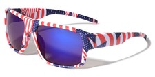 Mens American Flag Sunglasses Wrap-Around Sports USA Theme Purple Mirror Lens