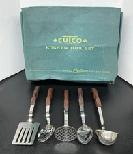 NOS Cutco Cutlery Utensil Set 12-16 Original Box 5 Pieces Brown Lamb Handles NEW
