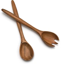 Acacia Oblong Salad Servers, 12" Long, One Pair