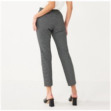 Nine West Gray Plaid Dress Pants Skinny w/ Side Zipper Size 12 Office Indie