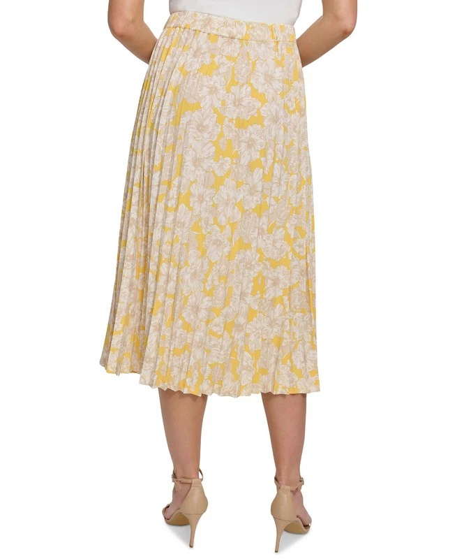 Falda midi floral Tommy Hilfiger para mujer (combo de maíz profundo, X-grande) Foto 3 de 4