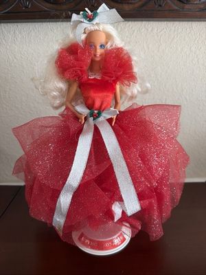 #ad 1988 1st Happy Holidays Barbie Doll #1703 for Christmas Clean No Box Or Stand $29.50