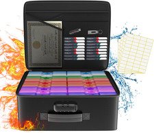 Fireproof Photo Storage Box with 18 Inner 4" X 6" Multicolor Photo Case, Plastic