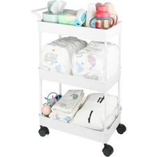 Baby Diaper Caddy,Plastic Movable Cart for Nursery Diaper Storage Caddy Organize