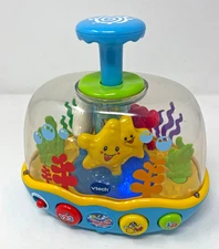 Vtech Learn and Spin Aquarium for Fish Toy Set Used Works Lights Up