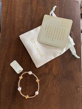 Enewton Gold-filled Signature Cross Admire Faceted Pearl 3mm Beads Bracelet New