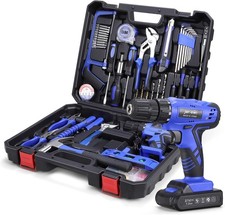112 Piece Power Tool Combo Kits with 21V Cordless Drill Household Home Tool Kit