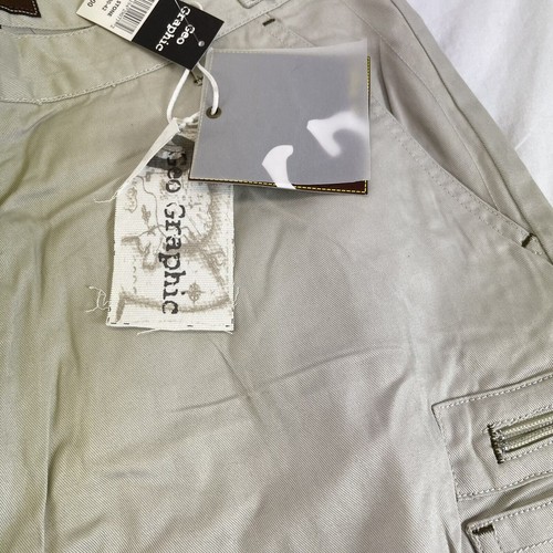 Mens Sz 38 Geo Graphic Regular Fit Cargo Shorts Y2K Flat Front NEW - Afbeelding 4 van 6
