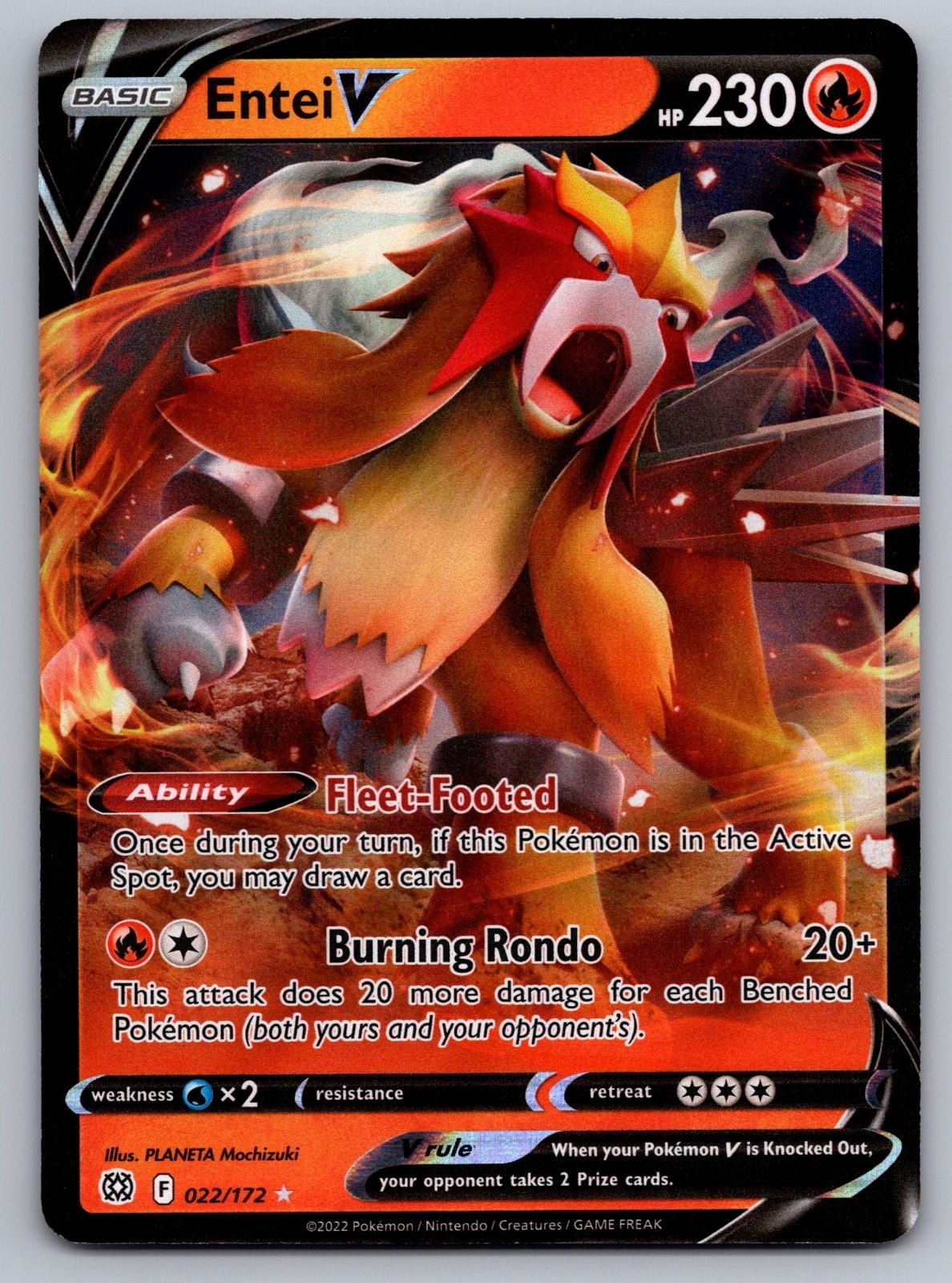 Entei V 022/172 Holo V Rare Brilliant Stars Pokemon Near Mint