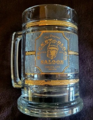 Original Bucket of Blood Saloon Virginia City Nevada 16 Oz Glass CULVER 22K GOLD