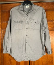 Vintage Big Mac Penneys Work Shirt Gray Button Front Long Sleeve 16x33