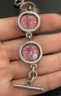 Red Glass Link Bracelet Vintage Sterling Toggle Clasp Italy Heavy Quality Look — photo 6