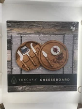 Toscana Acacia Circo Cheese Board and Tools Set - New In Box
