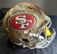 JOE MONTANA 49ERS SIGNED CAMO F/S AUTHENTIC HELMET VIZIER BECKETT AUTHENTICATION