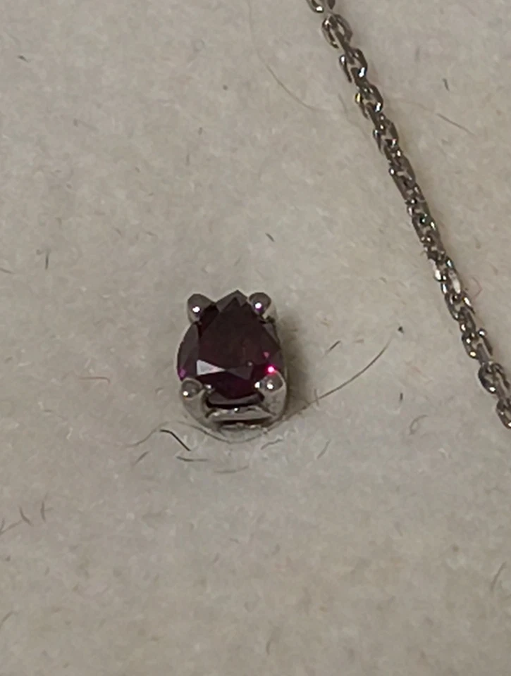 Набор кулонов и серег из белого золота 14 карат с темно-фиолетовыми розовыми бриллиантами - Изображение 4 из 4