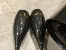 Moet & Chandon Crystal Glasses  Flutes Champagne Black x 2 glass not plastic