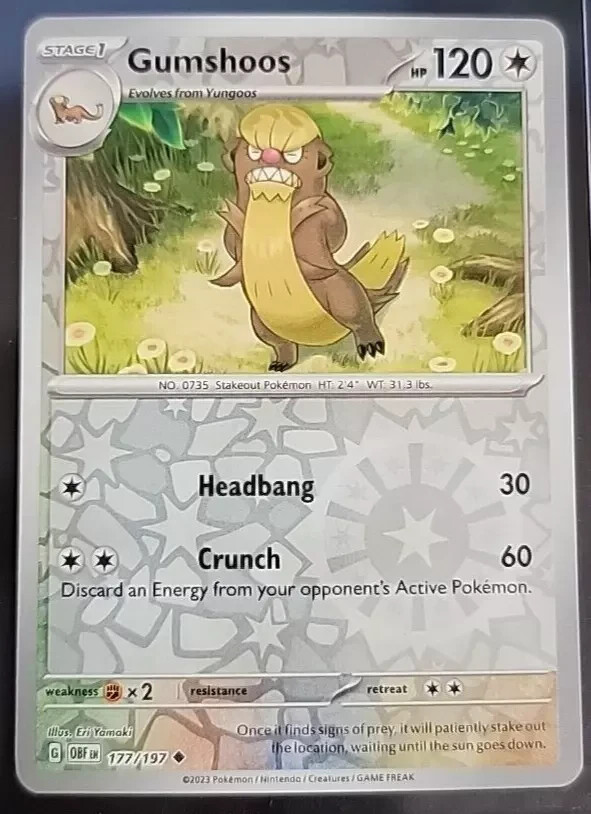 Gumshoos Reverse Holo Pokemon TCG Card 177/197