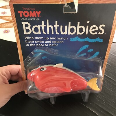 TOMY Preschool Dolly Dolphin BathTubbies Wind Up Upside Down Back Tag
