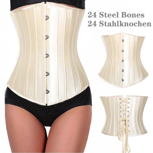 Steel Boned Underbust Corset for Women Bustier Slimming Waist Trainer Lace Up US - Picture 11 of 21