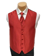 Men's Ralph Lauren Red Tuxedo Vest & Long Tie Adjustable Fullback 2XL