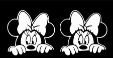 Minnie Mouse Peeking Two 5" White Vinyl Decals Car Truck Laptop Tablet Tumbler