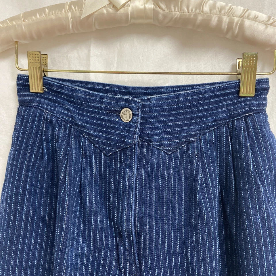 Vintage 80's Jordache Size 27L 24” High Waist Rise Blue Stripped Mom Jeans - Image 2 of 4