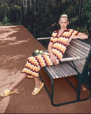 Steele Kaia Knit Polo Maxi Dress Size XS Crochet Style Short Sleeve