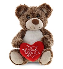 PLUSH I LOVE YOU RED HEART - SUPER-SOFT PLUSH - SITTING BROWN BEAR
