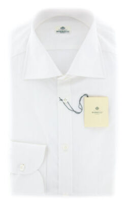 Luigi Borrelli Weißes Baumwollhemd Slim Fit Uni 17/43 YZ, 36''