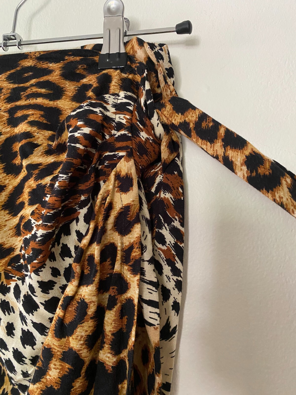 Vintage 1990s Leopard Patchwork Wrap Mini Skirt F… - image 2