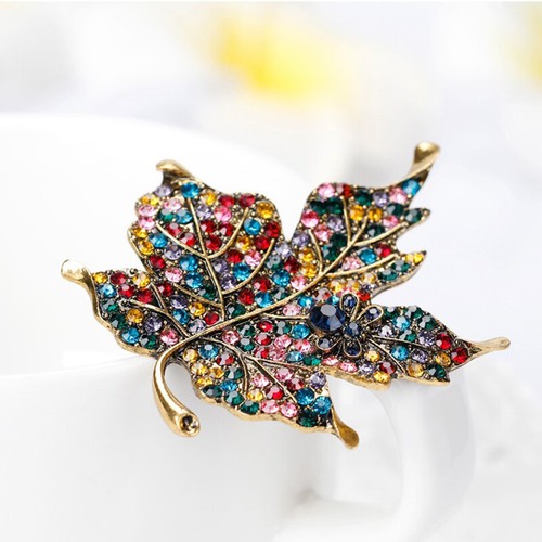 Colorful Maple Leaf Piercing Brooch Pin Collar Decor Badge Corsage Women Je-w-mx - Picture 7 of 10
