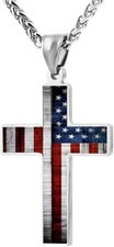 Collar Colgante Cruz Patriótica Bandera Americana Cristiana Religiosa Hombres y Mujeres 24 pulgadas