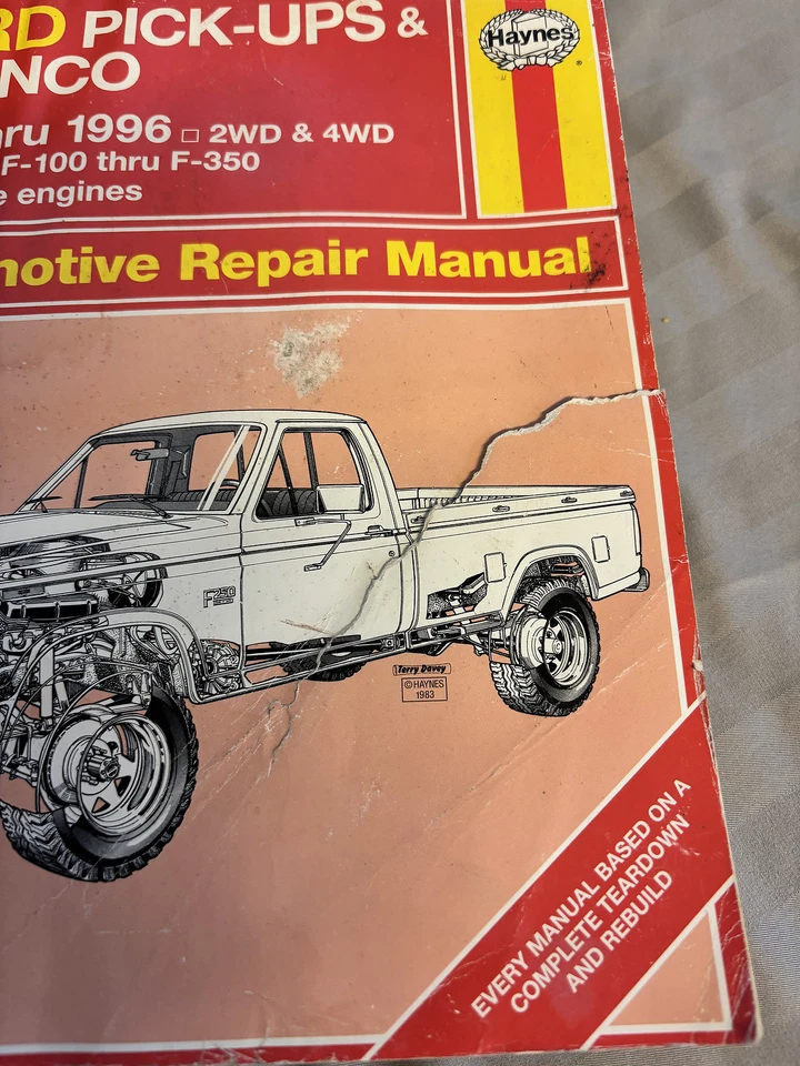HAYNES Ford Pick-ups & Bronco 2WD 4WD Repar Manual 1980-1986 Rip in Front Cover - Image 3 of 4