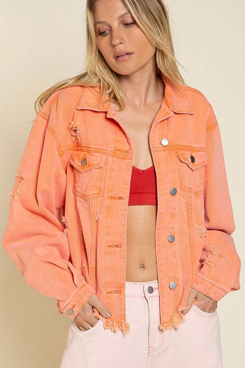 Neon orange best sale jean jacket