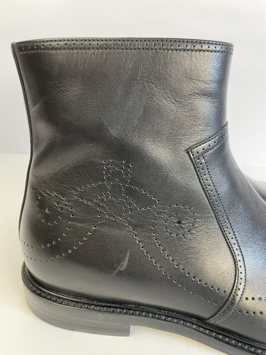 GUCCI MEN BLACK LEATHER ZIPPER BOOTS SIZE 8 US 8.5 | eBay