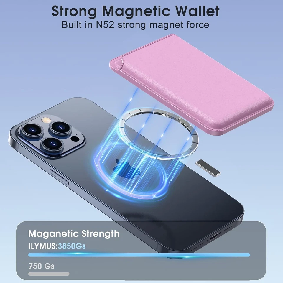 Cartera magnética para teléfono 2 tarjeteros estuche con bloqueo RFID para teléfono celular Foto 2 de 4