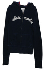Kids Abercrombie Full Zip Hooded Sweatshirt Navy with White Logo Size Large