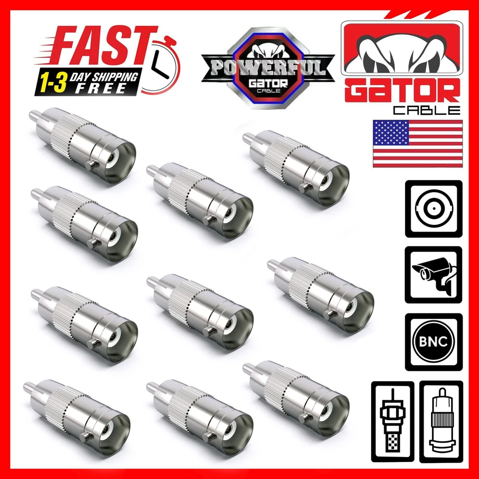 BNC Female Plug to RCA Male Coax Connector Adapter Converter for CCTV Camera 10X - Image 4 of 4