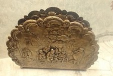 Vintage Napkin Letter Holder With A Group Of Figural Men Outside A Pub. Antique