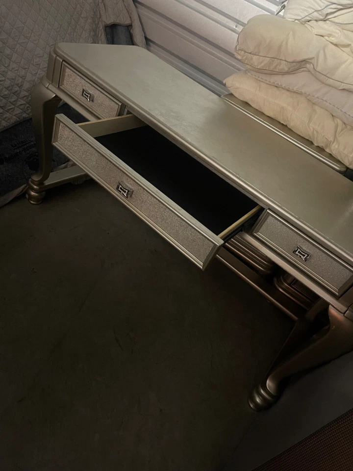 Ashley Furniture: King size bedroom set, Gold/Grey, Good Condition - Image 4 of 4