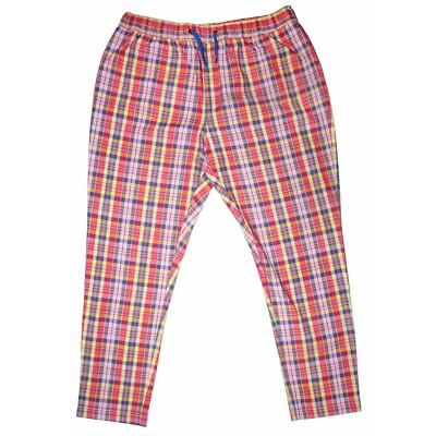 Mens Joggers Harem Pants Red Pink Plaid Drawstring Loose