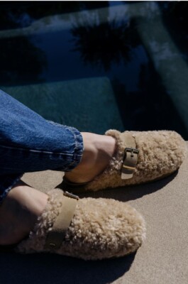 Zara FAUX SHEARLING CLOG SLIPPERS UK
