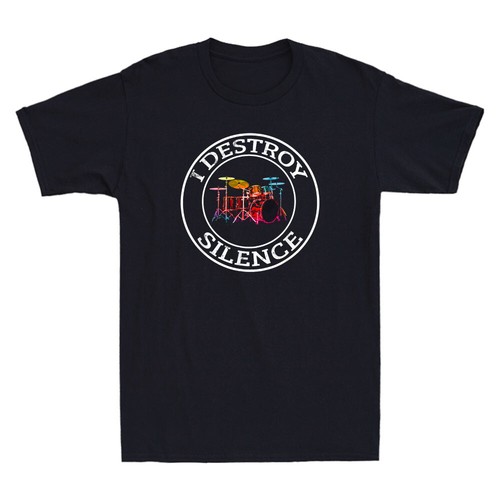 I Destroy Silence Drums Drum Set Funny Drummer Lover Gift Vintage Men's T-Shirt - Picture 3 of 8