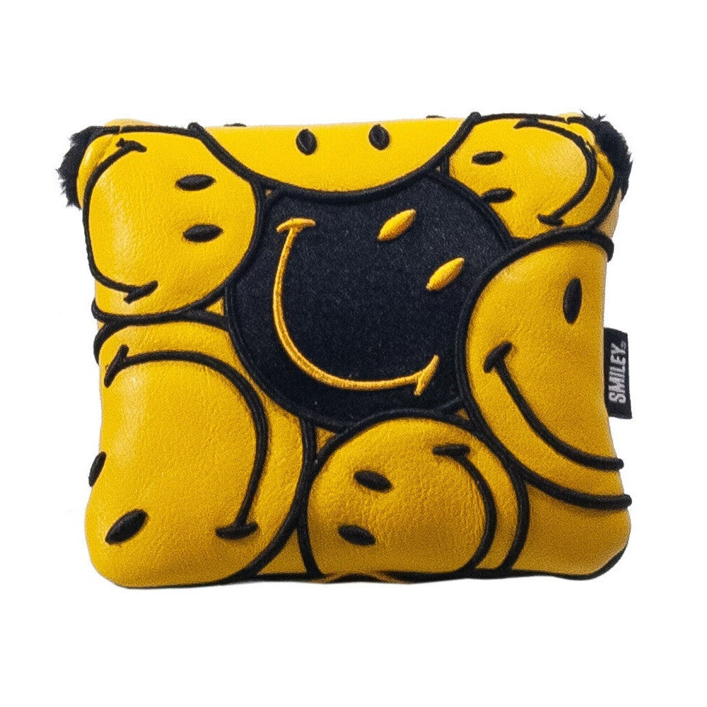 Smiley Originals Stacked Mallet Putter Headcover Yellow Novelty Golf Plush Lined